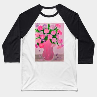 lovely pink and purple carnation flowers. In a metallic silver and pink vase . Baseball T-Shirt